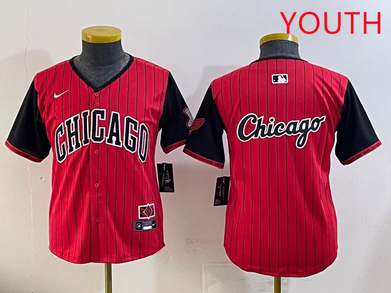 Youth Chicago White Sox Blank Red Stripe Joint Name Nike 2025 MLB Jersey style 15->youth mlb jersey->Youth Jersey